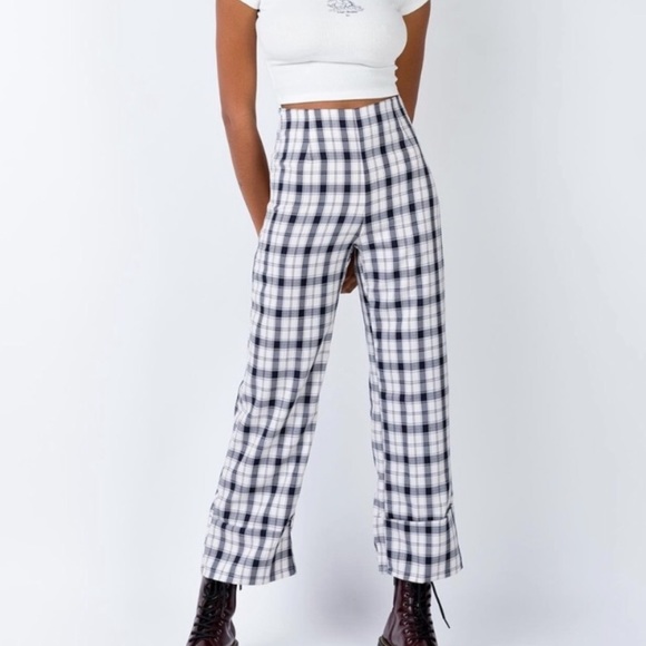 Princess Polly Pants - Princess Polly Mathilda plaid wide leg pants Sz 10